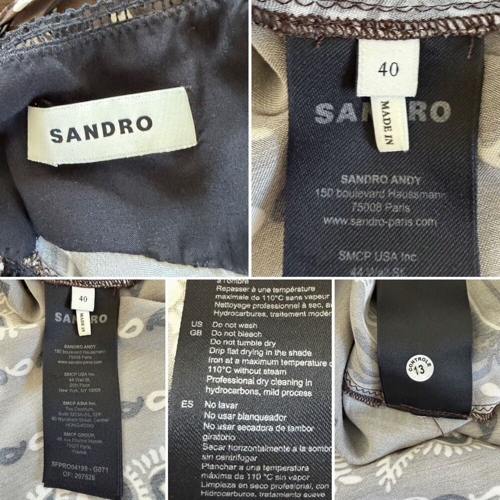 Sandro Bandana Print Slip Maxi Dress Brown | Size 40 / US 8 - Picture 11 of 13